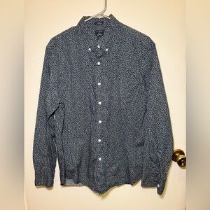 J. Crew Navy Blue Printed Long-Sleeve Button-Down Shirt